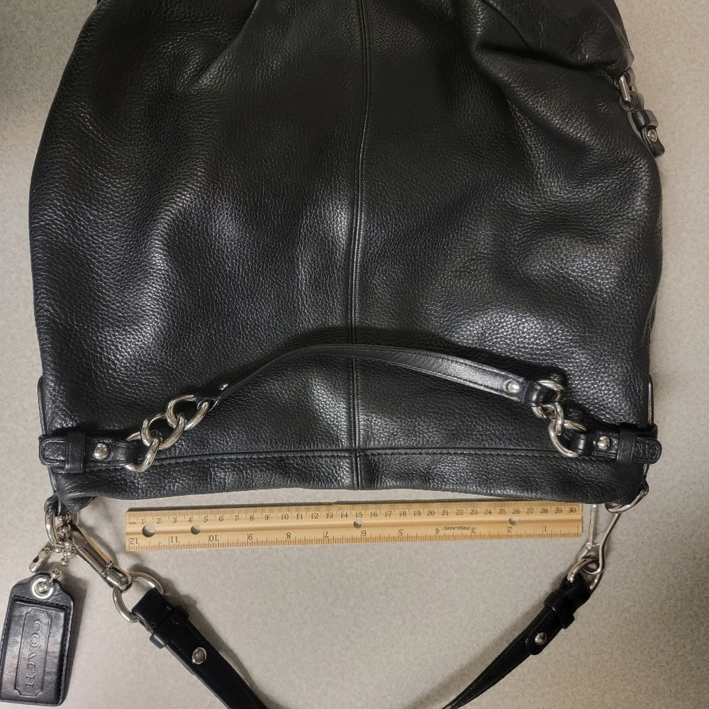 Coach black purse large with silver strap attachments